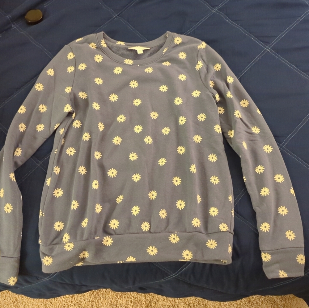 LC Lauren Conrad Blue French Terry Daisy Sweater M